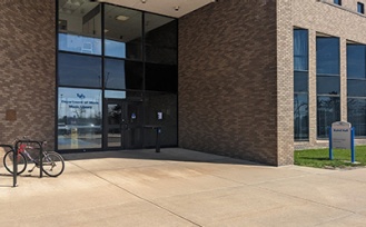 Barrier free entrance on the south side of Baird Hall. 