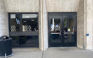 Barrier-free entrance to Bell Hall. 