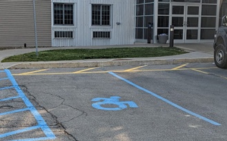 Accessible parking spaces outside the Childcare Center. 