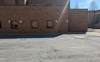 Accessible parking near the Computing Center near Mary Talbert Way. 