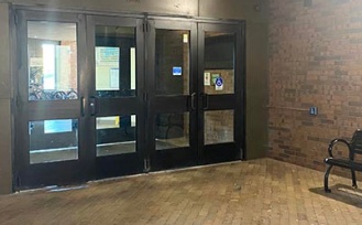 Barrier-free entrance in Fronczak Hall. 