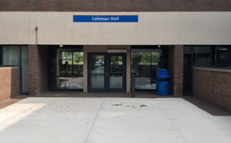 Barrier-free entrance to the Governors Complex, Lehman Hall. 