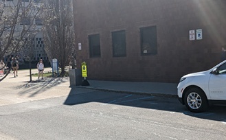 Accessible parking for Knox and Norton Halls on Mary Talbert Way. 