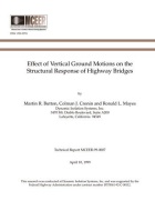 Zoom image: Cover of Effect of Vertical Ground Motions on the Structural Response of Highway Bridges