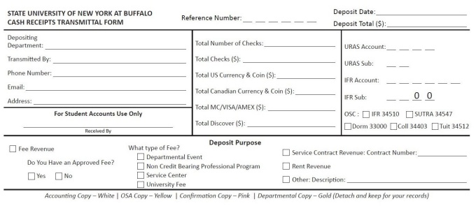 Instructions for Completing a Cash Receipts Transmittal Form 
