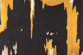 A selection of Clyfford Still's 1957 abstract expressionist painting 1957-D-No. 1. 