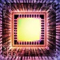 Computer chip in the shape of a human brain. 