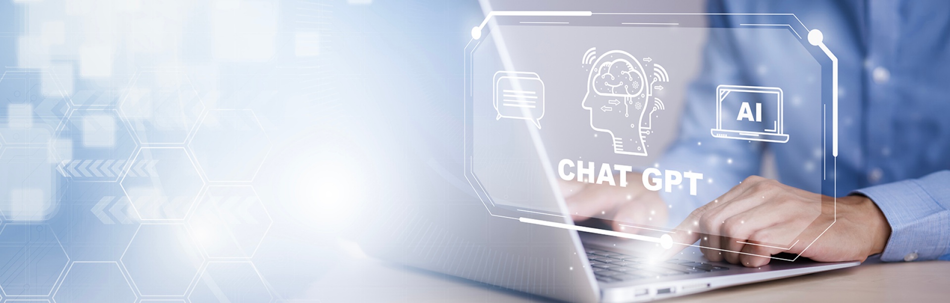 Person with a laptop using Chat GPT.