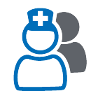 Vector art of two people, one a medical person - Health Sciences. 