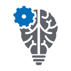 Vector art of brain and wheel cog - Computer Vision and Machine Learning. 