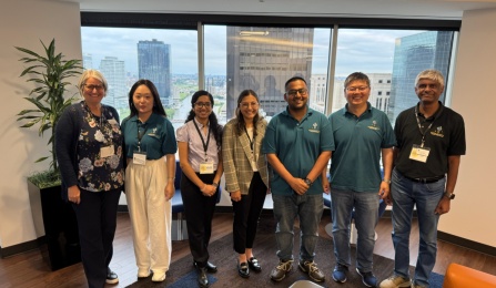 Faculty and students pose for a picture during the AI Four Ed Graduate Fellows Summit. 