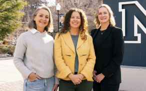 Cheryl Larson, M.A., CCC-SLP; Abbie Olszewski, Ph.D., CCC-SLP; & Lindsay Diamond, Ph.D pose at University at Nevada, Reno. 