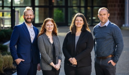 UB investigators on the Department of Education grant that will support work to address the shortage of school-based mental health professionals in rural communities are, from left, Alexander Rubin, Katie C. Stalker, Annahita Ball and Michael Lynch. Photo: Meredith Forrest Kulwicki. 
