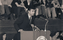 Ralph Nader addresses the university community on April 22, 1970, as UB celebrates the first Earth Day. 