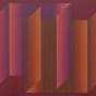 Image of triangular abstract forms created with fine lines in pink, violet, purple, yellow, orange and green. 