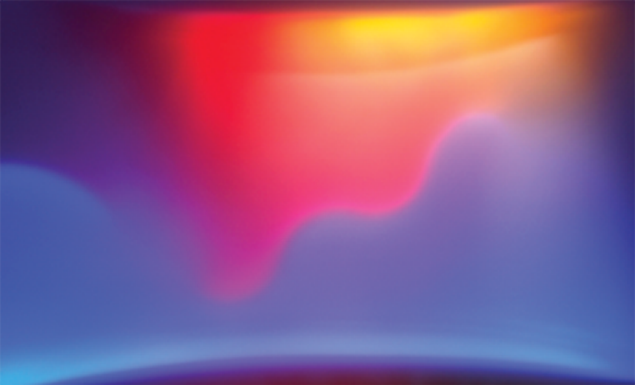 Image of color prism that has yellow on the top right, followed with orange, red, pink, violet and purple. 