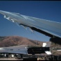 Installation by Elizabeth Demaray of Nike Missile made of fabric. 