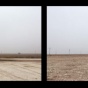 A still frame from video, Bow by J. Eric Simpson. An oil driller sits in a field. 