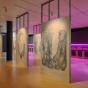 A photo of Marlene McCarty: In the Weeds installed at UB CFA Gallery. 