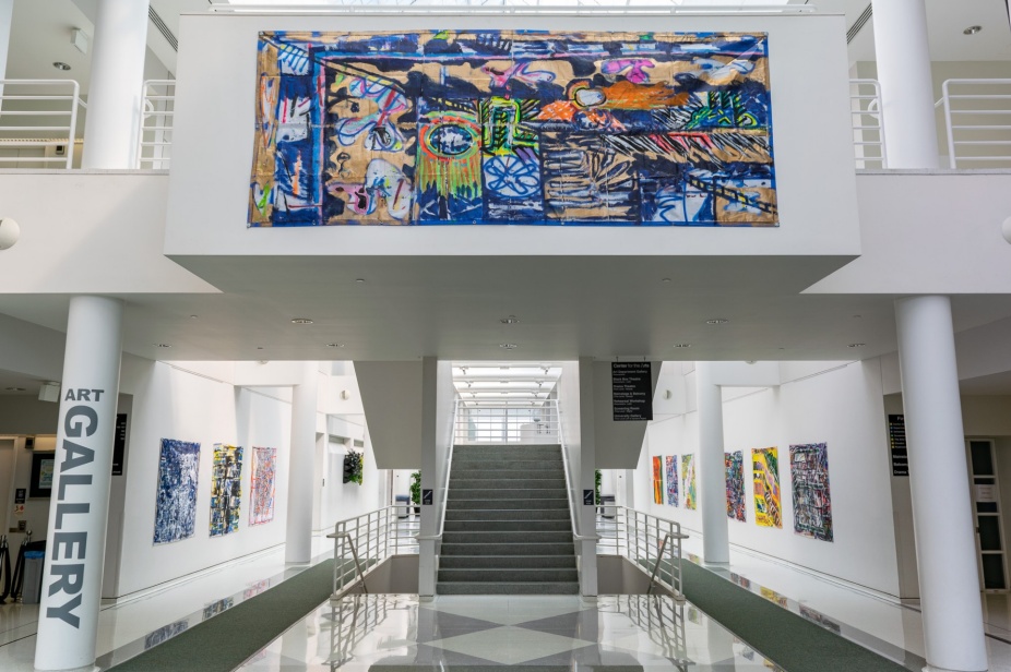 A photo of Pam Glick's installation "Niagara USA" at UB Anderson Gallery. 