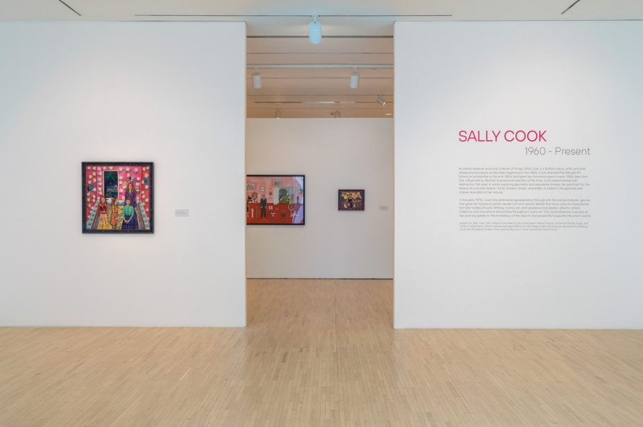 Photos of Sally Cook: 1960-Present installed at UB CFA Gallery. 