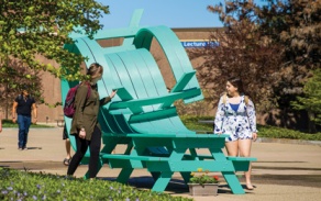 Sculpture in Founder's plaza, North Campus. 