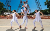 Dancers perform Amy VanKirk’s original composition on the grounds of the NASA Langley Research Center. 