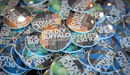 Boldly Buffalo campaign buttons. 