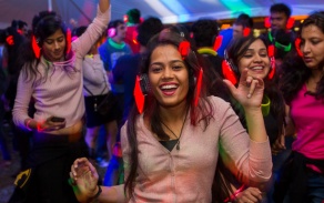 Student dancing at silent disco. 