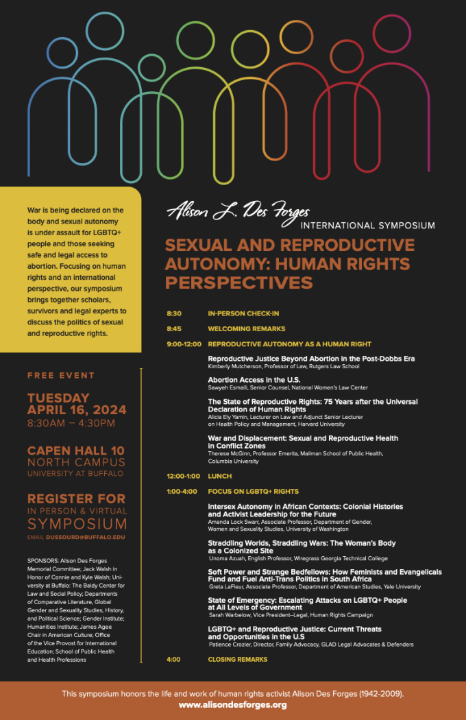 Zoom image: The Baldy Center is pleased to co-sponsor Alison Des Forges Annual International Symposium.