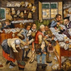 Zoom image: Painting by Pieter Brueghel, the Younger (or workshop) The Payment of the Tithes (The tax-collector), also known as Village Lawyer, 1617 (approx.) Image courtesy of Wikimedia Creative Commons. 