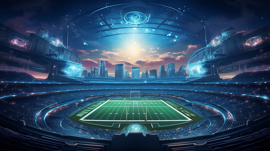 AI-generated illustration, 2025, envisions the concept of a major sports stadium near Buffalo, NY. 