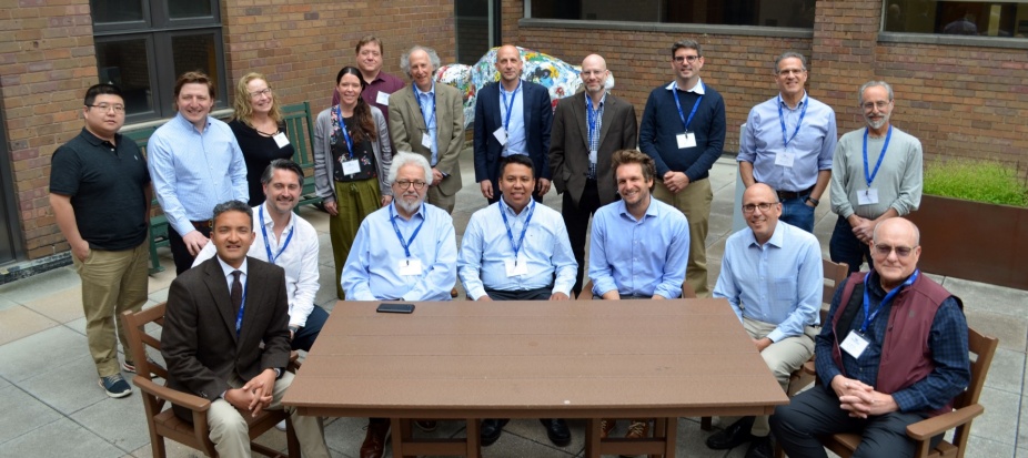 May 17 and 18, 2024: Participants gather for the workshop, Transnational Legal and Political Theory. Pictured: seated (from left) Aravind Ganesh, Cormac Mac Amhlaigh, John Linarelli, Jorge Luis Fabra-Zamora, Paul Linden-Retek, Paul Schiff Berman, Errol Meidinger. and, standing (from left): Xi Zhang, John Giammatteo, Kim Diana Connolly, Nicole Roughan, Josh Coene, Jeff Dunoff, Thomas Schultz, Michael Giudice, David Lefkowitz, Jim Gardner, Guyora Binder. 