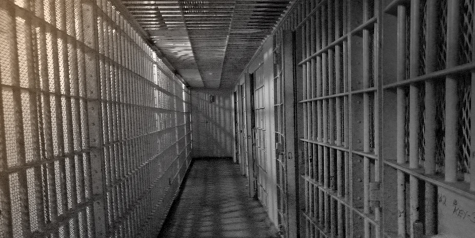 Prison hallway. 