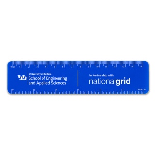 Zoom image: A ruler with the School of Engineering and Applied Sciences lockup and the National Grid logo