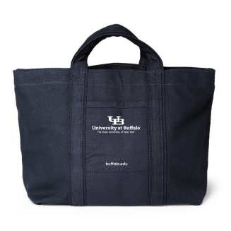 Zoom image: A tote bag with the primary master brand mark and website url