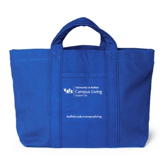Zoom image: A tote bag with a sub-brand lockup and website url