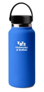 A UB Blue water bottle. 