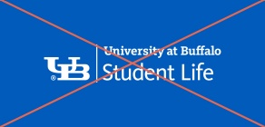 Zoom image: University at Buffalo Student Life lockup with incorrect size of the registered symbol