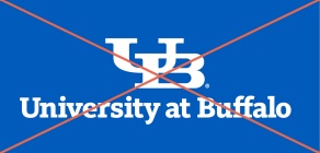 Zoom image: University at Buffalo master brand mark with incorrect placement of the registered symbol