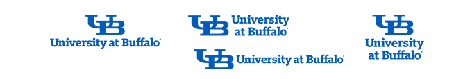 UB Blue lockups on a white background. 