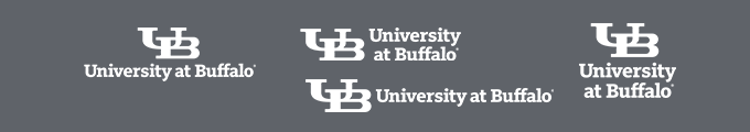 UB White lockup on a solid dark colored background. 