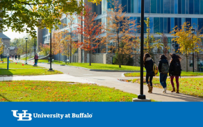 Zoom image: Photo with UB wordmark in blue bar added to bottom of image.