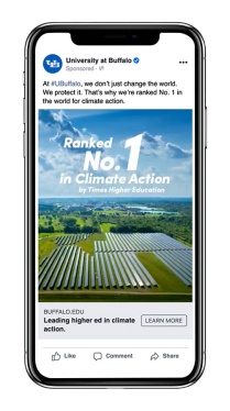 Zoom image: Mobile Facebook ad about climate change