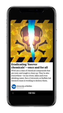 Mobile ad about eradicating "forever chemicals". 