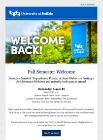 Welcome Back Email Invitation. 