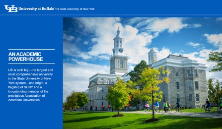 Zoom image: An academic powerhouse. UB is both big&mdash;the largest and most comprehensive campus in the 64-campus SUNY system&mdash;and bright, ranking among the top 2 percent of U.S. universities as a member of the Association of American Universities.