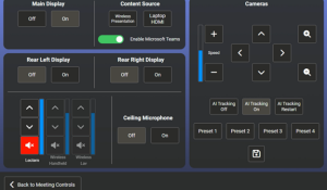 Screengrab of logitech touch pad. HDMI Input button, Bluetooth Audio button, TV Off Button, Volume Control buttons. 