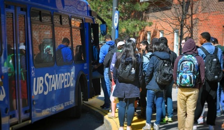 UB Stampede Bus Picking up students. 