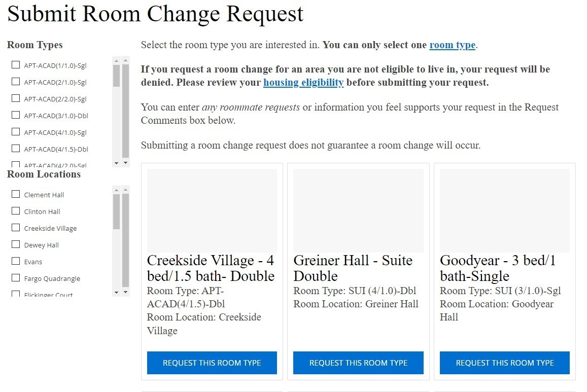 Assignment Change Instructions Campus Living University at Buffalo